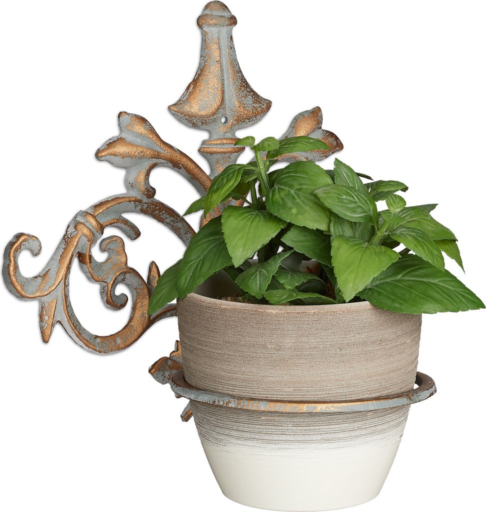relaxdays 4 x Wand Blumenhalter Barock