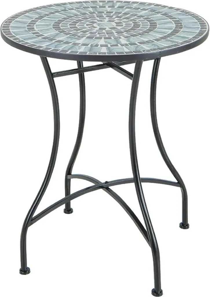 Table de balcon ronde en mosaïque pour terrasse et petit jardin bleu