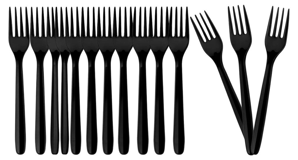 Wiederverwendbare schwarze Gabel – 500 Stück – Spülmaschinenfest bis 125 Waschgänge – Gabel für Gastronomie und Catering