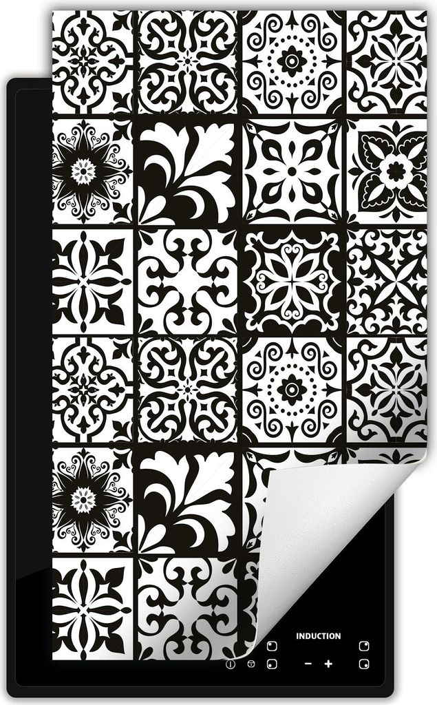 DarHaus Herdabdeckplatte 1 teilig 30x52 cm Anti Rutsch Matte Aufrollbar, schwarz - Mosaik