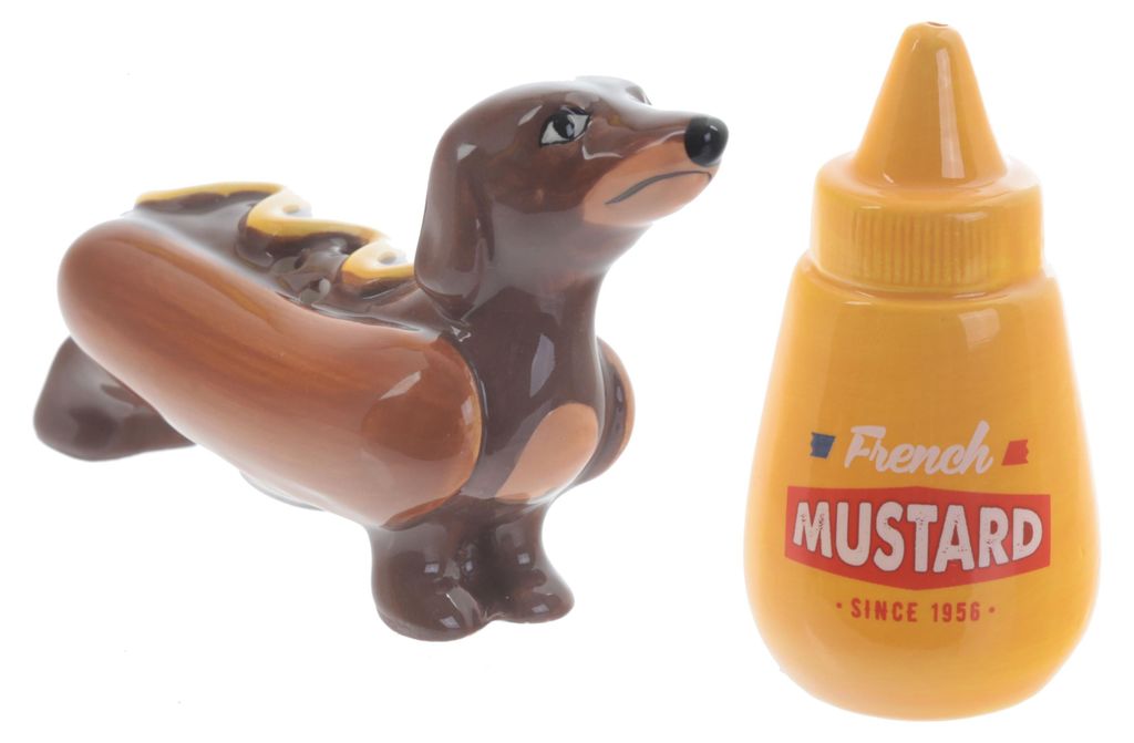 Puckator Salz- und Pfefferset - Hot Dog Dog und Senf - Produktbild 