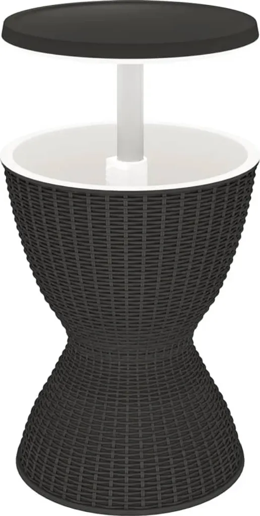 Table 3 en 1 vidaXL avec seau à glace et rangement Polypropylène Noir