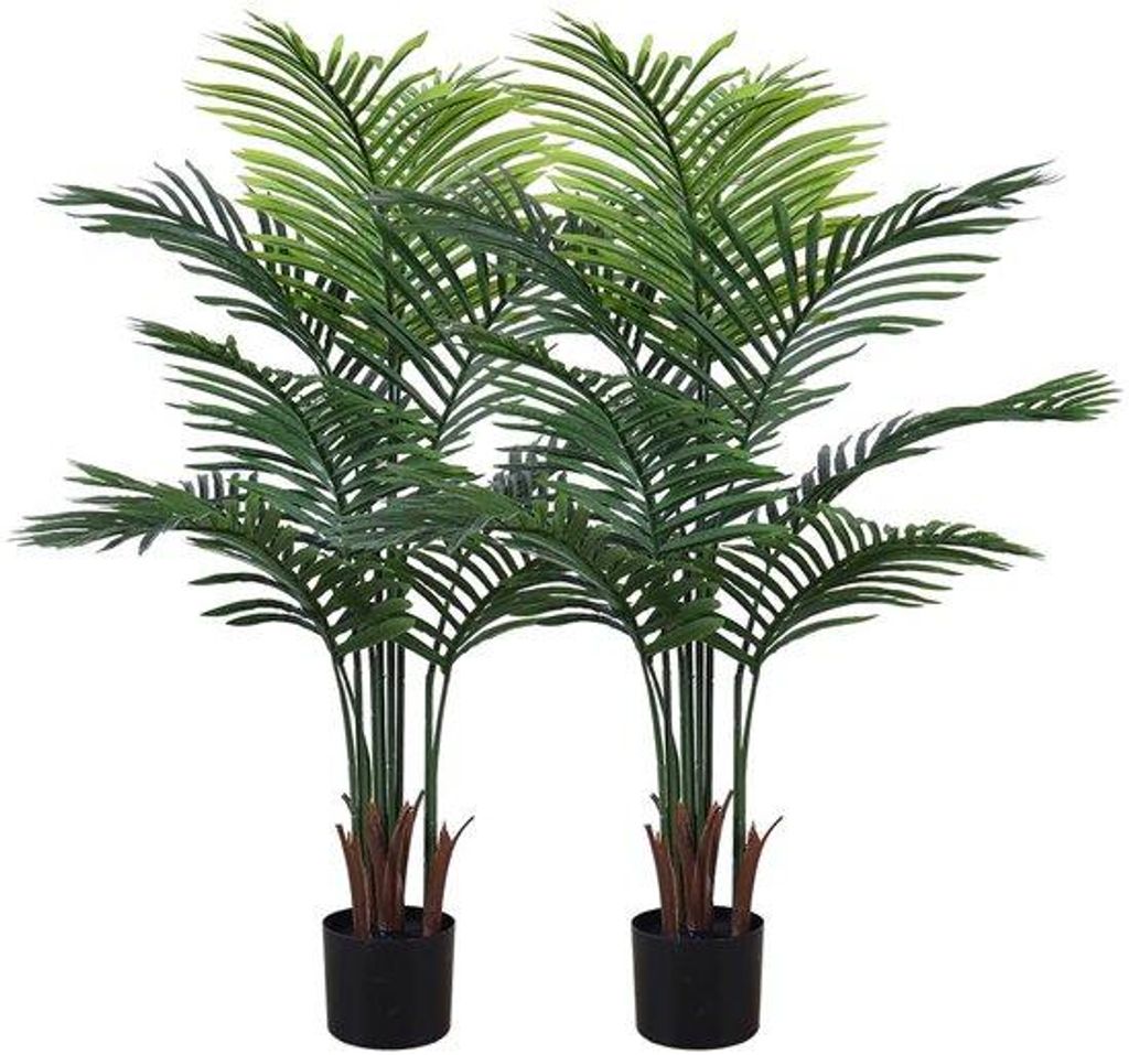 Kunstpalm Areca Set 2er 120 cm Kunststoff Schwarz Pflanztopf