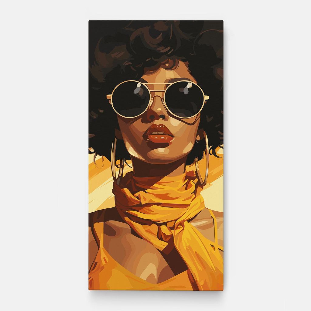 ARTHUB Leinwandbild 40x80 cm, African Yellow Woman | Wohnzimmerdekoration, Hängende Bilder, Wanddekoration, Heimdekoration, Frauen, Afrikanische...