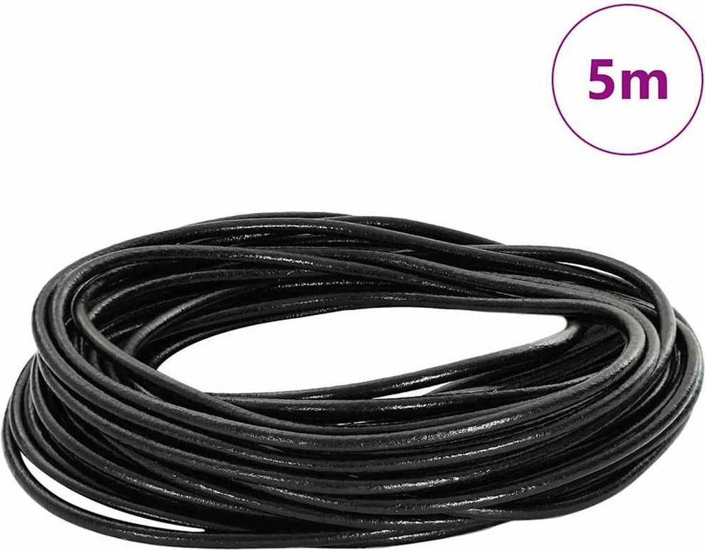HOMMIE Leder Schnur Schwarz Ø2,5 mmx5 m Leder NEU747115 - Bastelmaterial