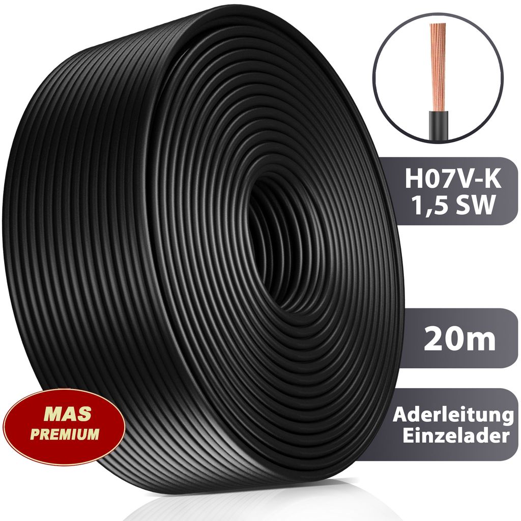 MAS Premium Van 5 tot 100m Aderleiding H07 V-K 4 mm² Zwart, Bruin, Donkerblauw, Groengeel, Grijs
