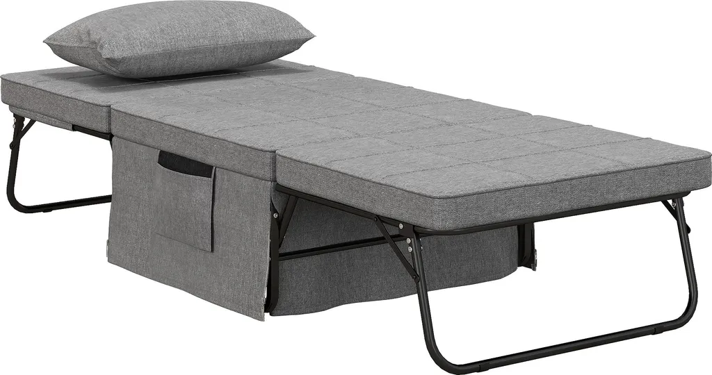Lit d'appoint 1 place gris fauteuil convertible idéal chambre ou studio