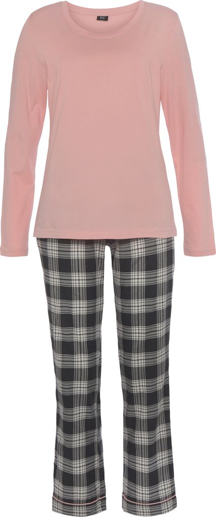 H.I.S. Pyjama 2 -teilig dunkelrosa/schwarz-grau-kariert Produktbild 
