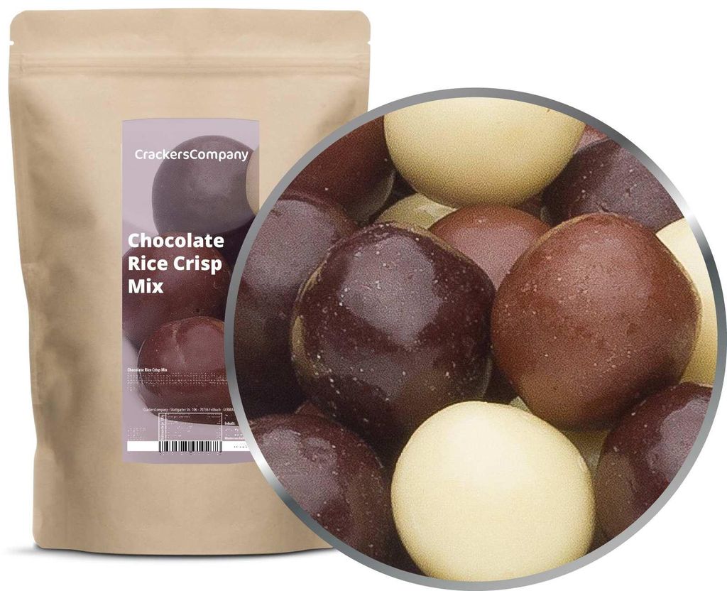 CrackersCompany Schoko-Reis-Crisps-Mischung (Chocolate Rice Crisp Mix), ZIP-Beutel 400 g