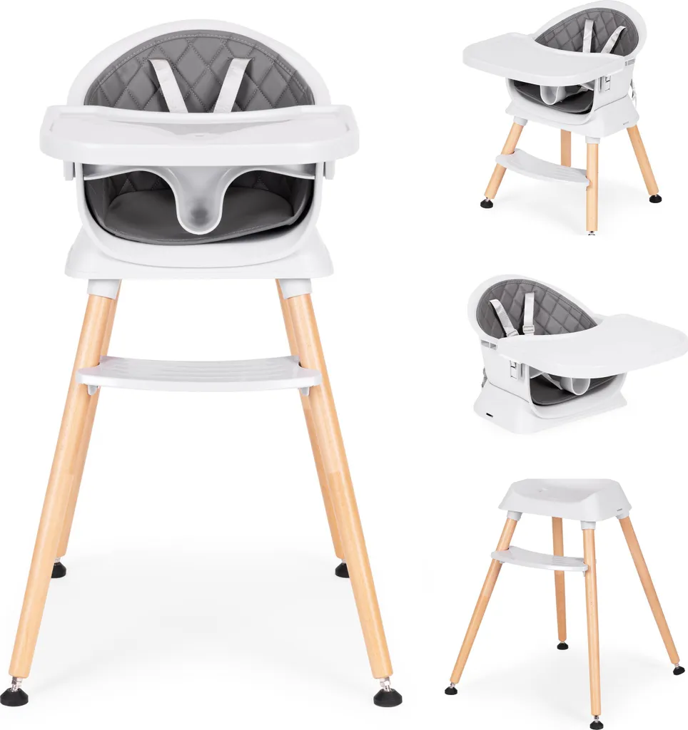ECOTOYS Seggiolone Pappa 3 in 1 Grigio: Comfort Trapuntato e Design