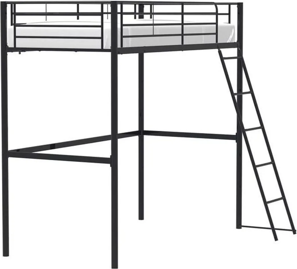 Lit mezzanine 90x190 cm ELIOT noir en métal pour gagner de la place au sol