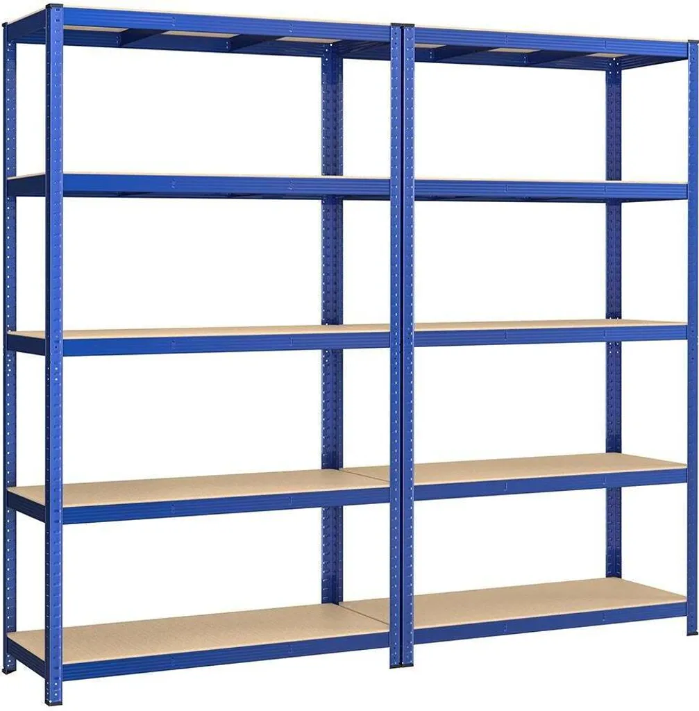 Étagère de Rangement Réglable en Acier Bleu Lot de 2 Format XL 200cm