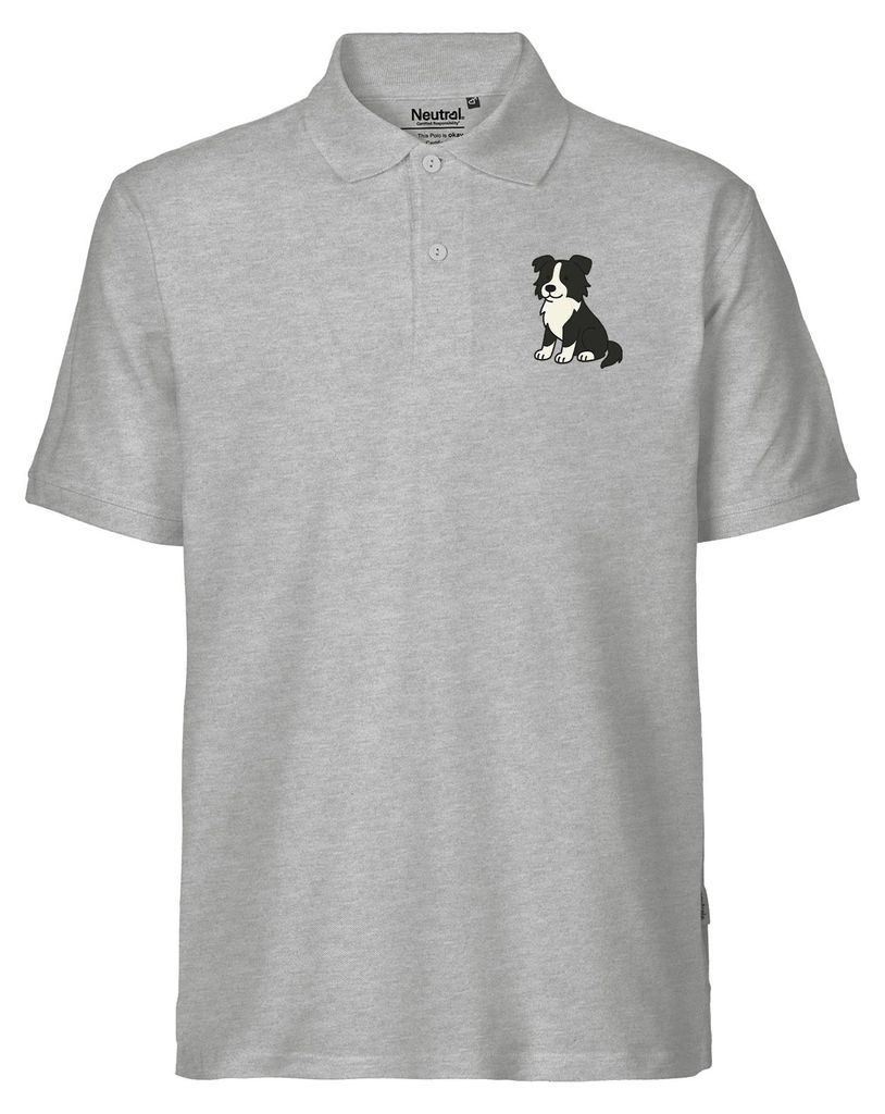 Huuraa Herren Polo Shirt Border Collie Border Comic 3XL Sport Grey Bio Baumwolle Fairtrade Poloshirt Geschenkidee