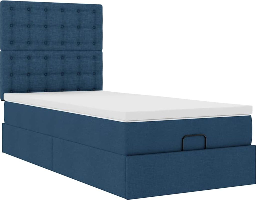 Ottoman-Bett mit Matratze Blau 90x200 cm Stoff