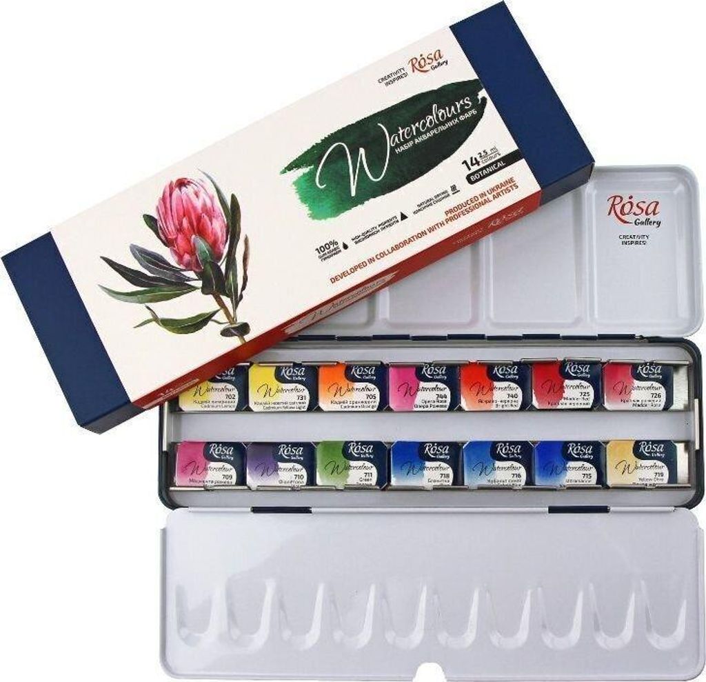 Rosa 340202 Sada akvarelových farieb Botanical 14 x 2,5 ml Obrázok produktu 