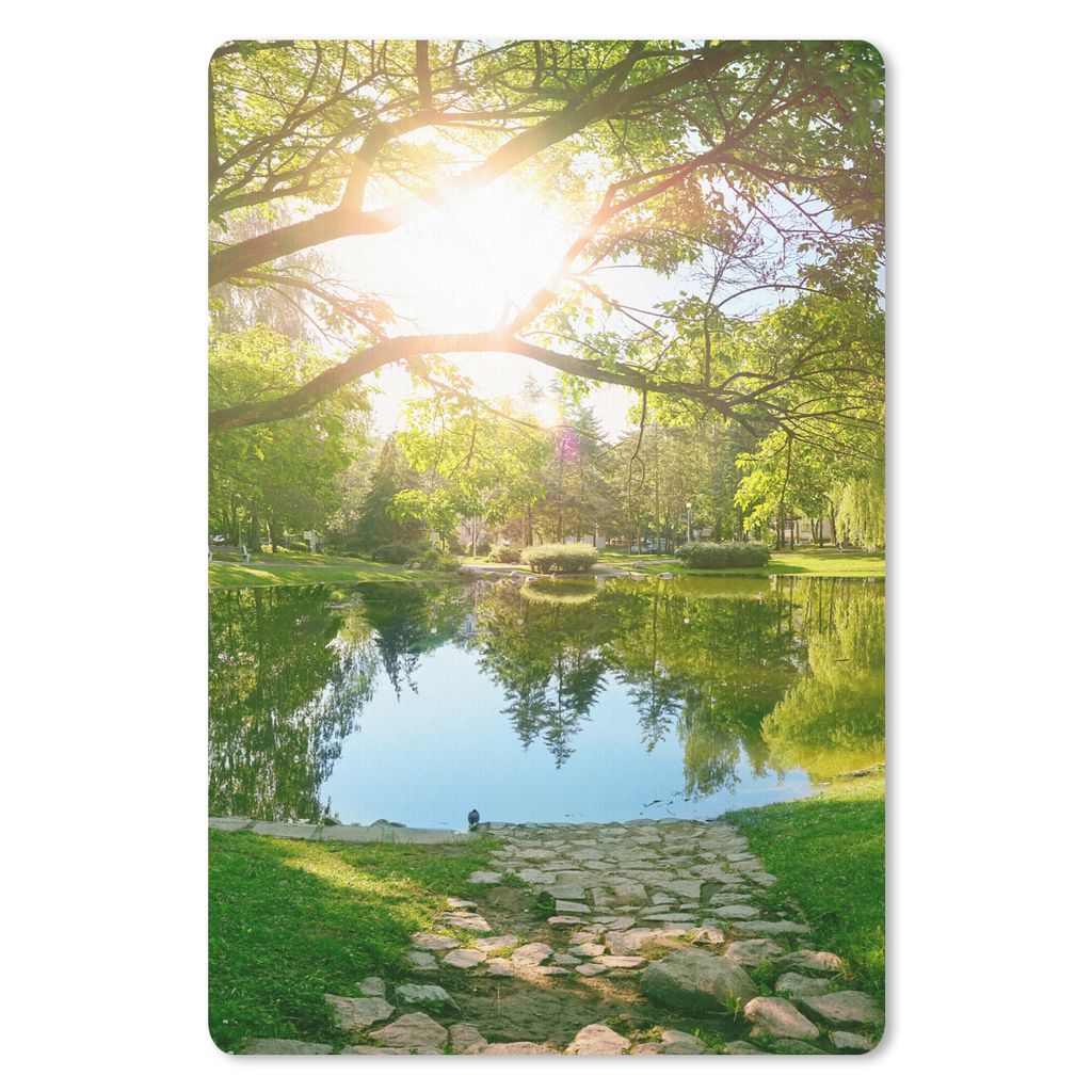 MuchoWow Mauspad Mousepad Bäume - See - Sonne - Gras - Natur 40x60 cm - Mousepads - Maus Mat - Pad - Mausunterlage - Schreibtisch Accesoire
