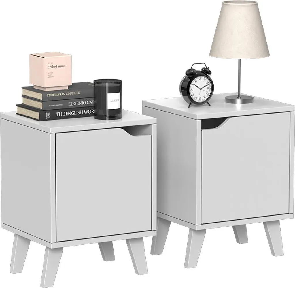 Table de nuit Vicco Malu Blanc 2 unités au design moderne et épuré