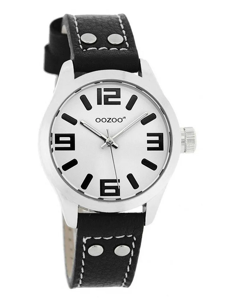 Montre Oozoo noire JR158 pour l'école et le sport - Cuir et quartz robuste