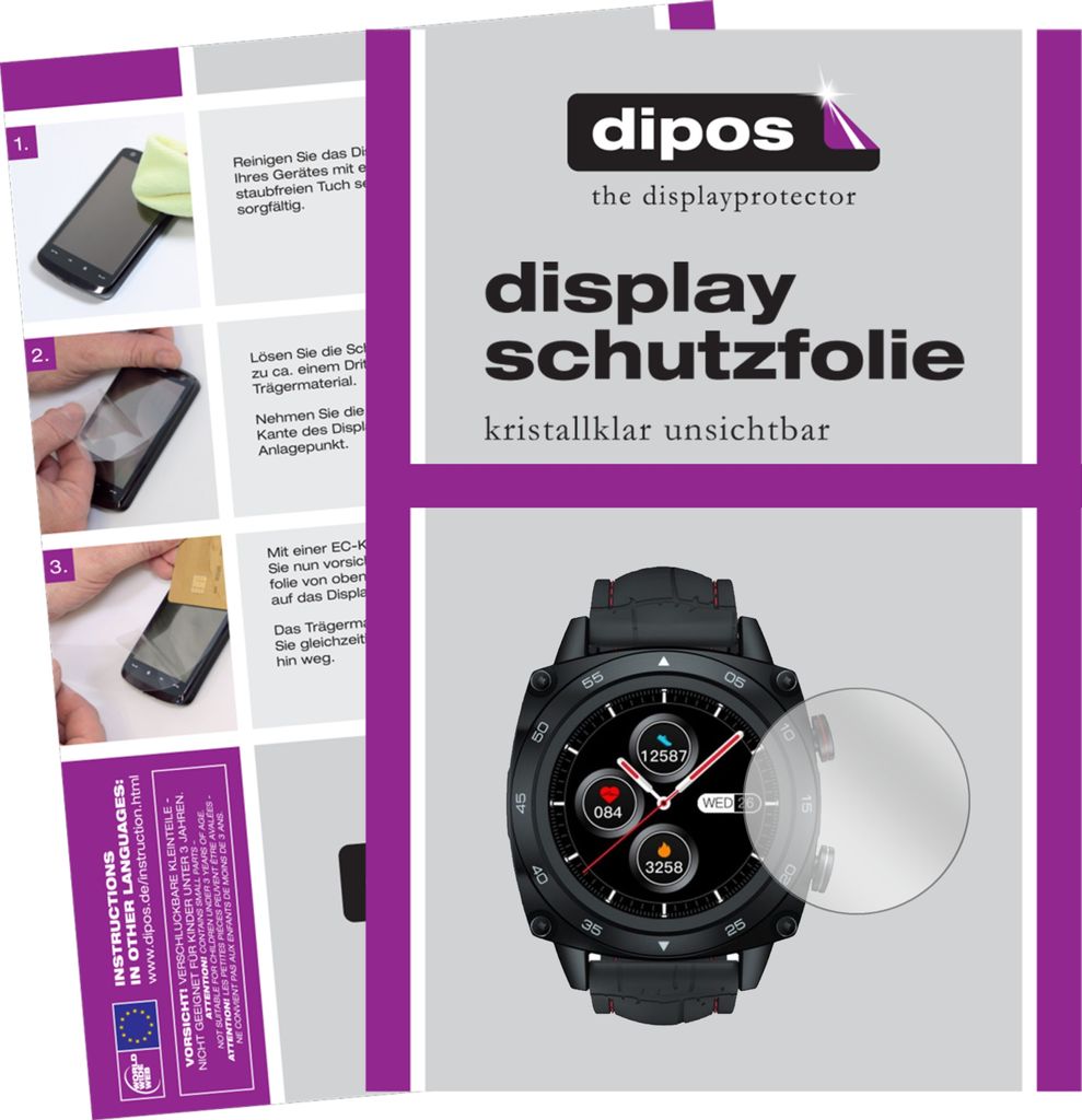 2x Schutzfolie für Cubot C3 Smartwatch klar Displayschutzfolie Folie Display Schutz dipos