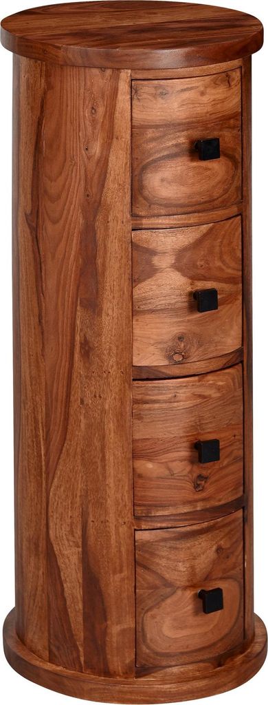 WOHNLING Design Sideboard Sheesham Massivholz 35x85x35 cm Produktbild 