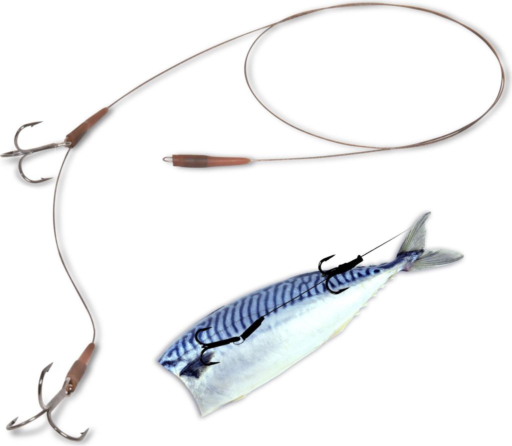 Quantum Mr Pike Bottom Rig Leader 60cm 13,6kg 2 Drillinge - Hechtrig, Größe:8 / 6