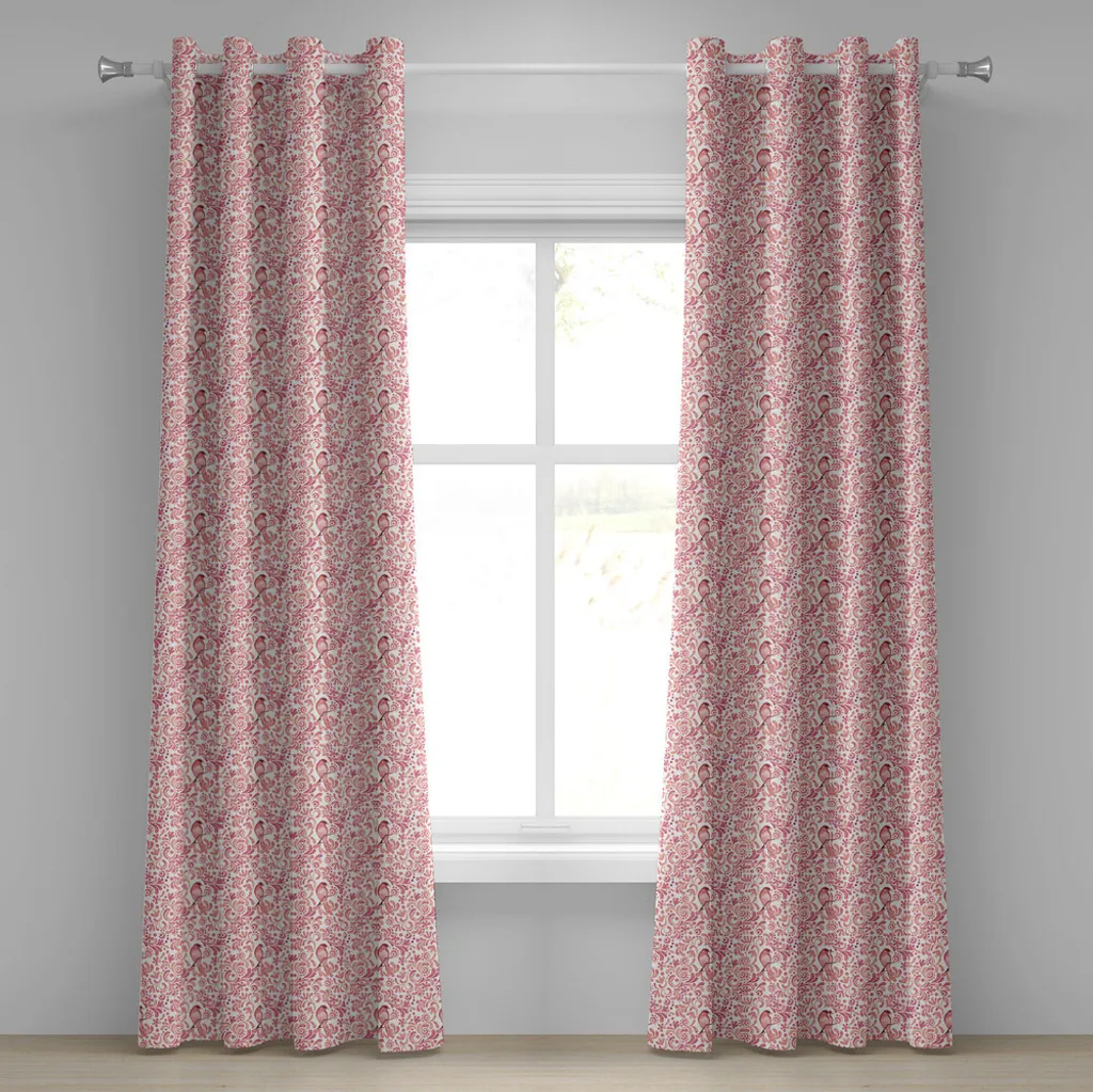Rideaux occultants légers pour chambre oiseau et fleurs 280x245 cm Rose