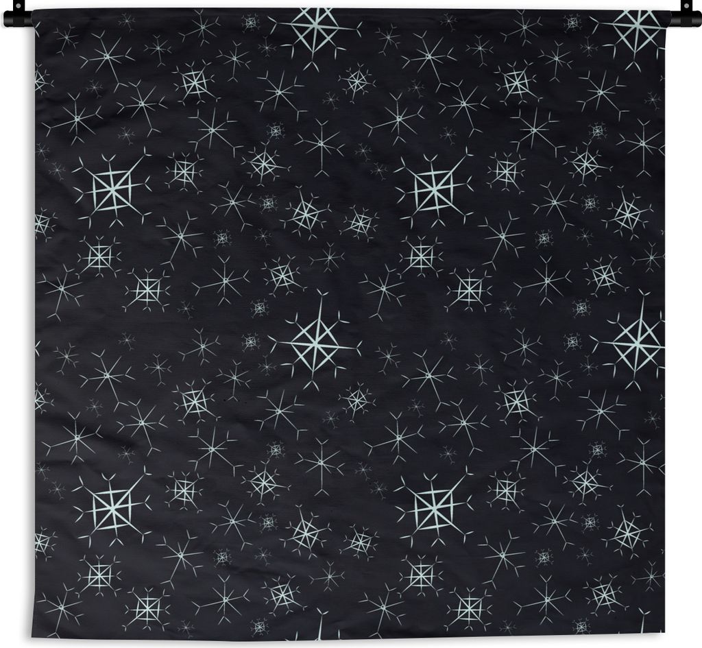 MuchoWow Wandteppich Wandbehang Winter - Schneeflocke - Muster 150x150 cm Tapisserie Dekoration Wandtuch - Wohnaccessoires - Modernes