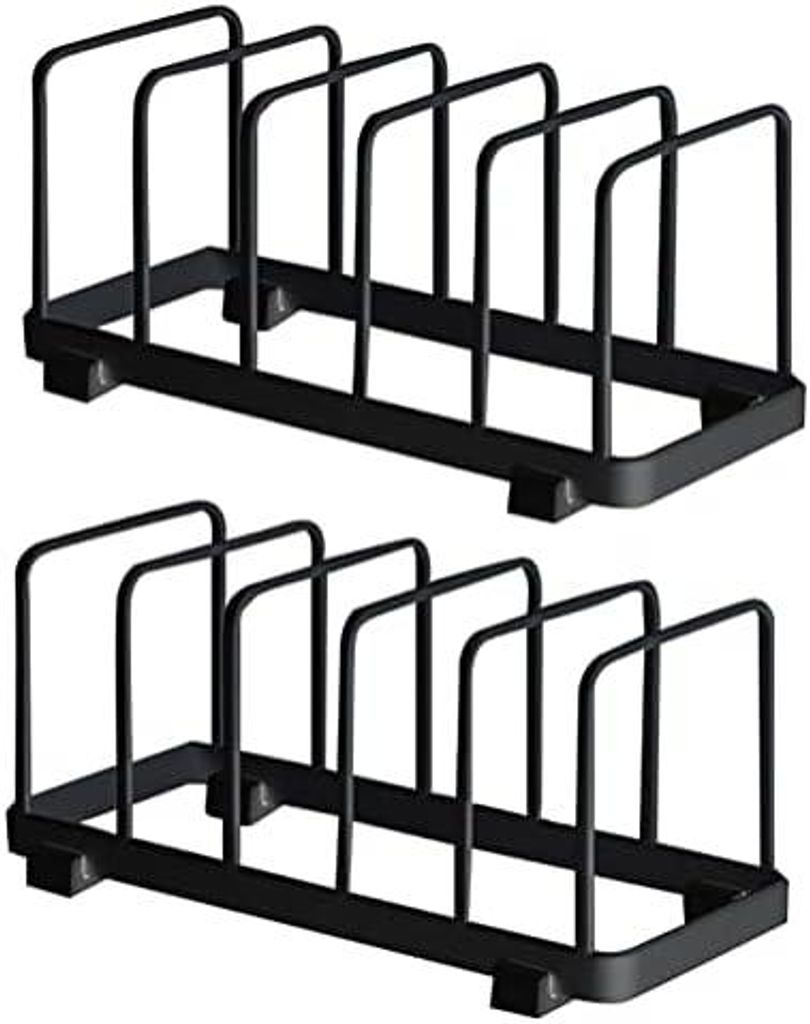 Tellerständer, Tellerhalter für Küchenschrank, Abtropfgestell Geschirr für Backblech und Schneidebrett (Schwarz, 2 Stück)