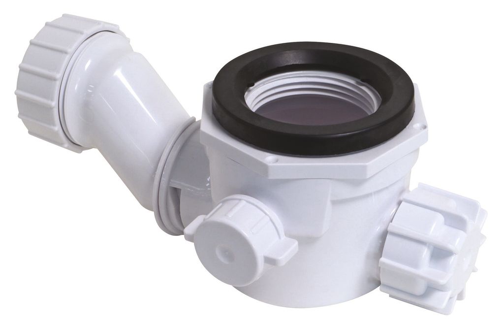 Platzsparender GENI'O-Siphon – Ondée Zen-Serie zum Einbau – Extraflach – Höhe 64 mm – Kompatibel mit allen Abflussarten – Barrierefreie...