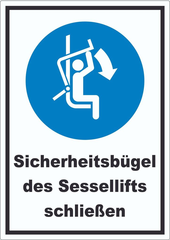 Sicherheitsbügel des Sessellifts schließen Aufkleber A8 (52x74mm)
