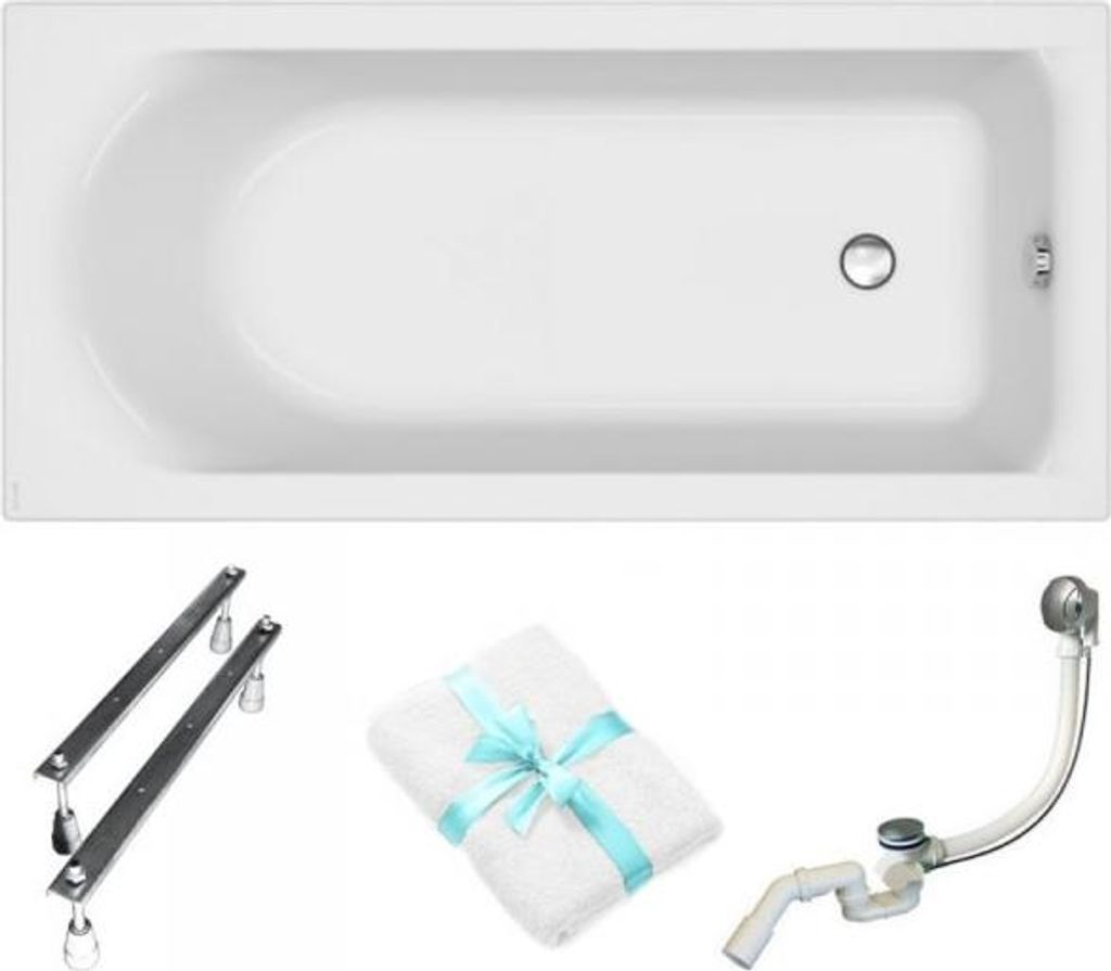 Cersanit | Badewanne - Wanne Rechteckig City - 160x75 Cm - Mit Syphon Und Füßen - Ergonomisches Design - Acrylwanne