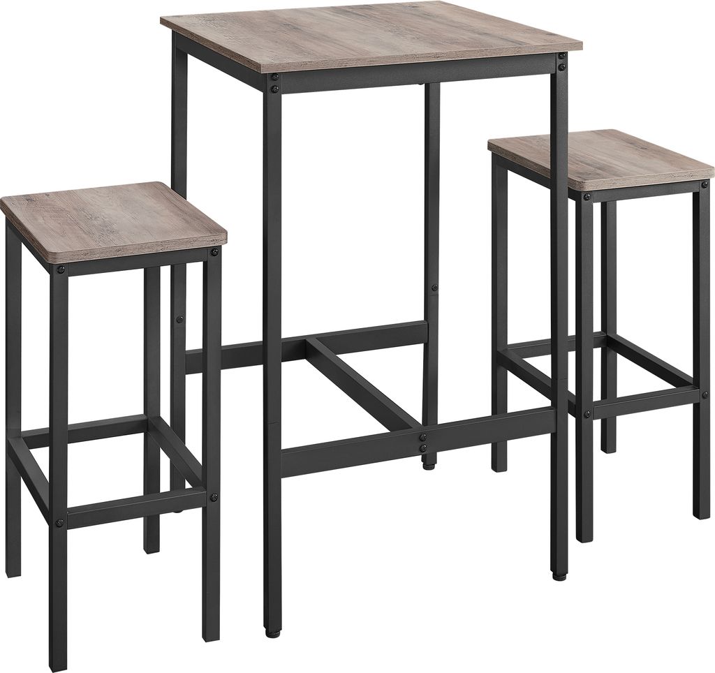 VASAGLE Bartisch-Set mit 2 Barhockern, 60 x 60 x 90 cm, Produktbild 1