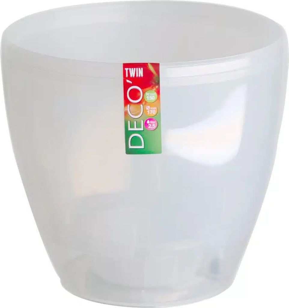 Santino Deco Twin Pflanztöpfe Ø 12.5 cm, H 14 cm Transparent