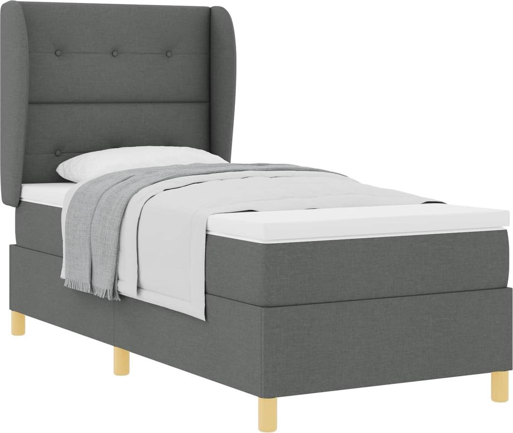 Boxspringbett mit Matratze Dunkelgrau 200 x 80 cm Stoff