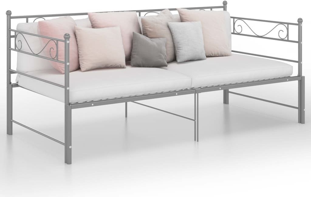 The Living Store Tagesbett Ausziehbar Grau Metall 90x200 cm