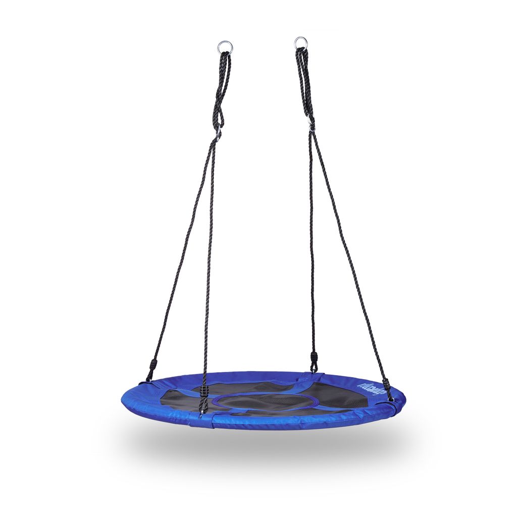 Relaxdays Nestschaukel rund, geschlossener Sitz, bis 100kg, Outdoor, HBT: 145 x 100 x 100 cm, dunkelblau