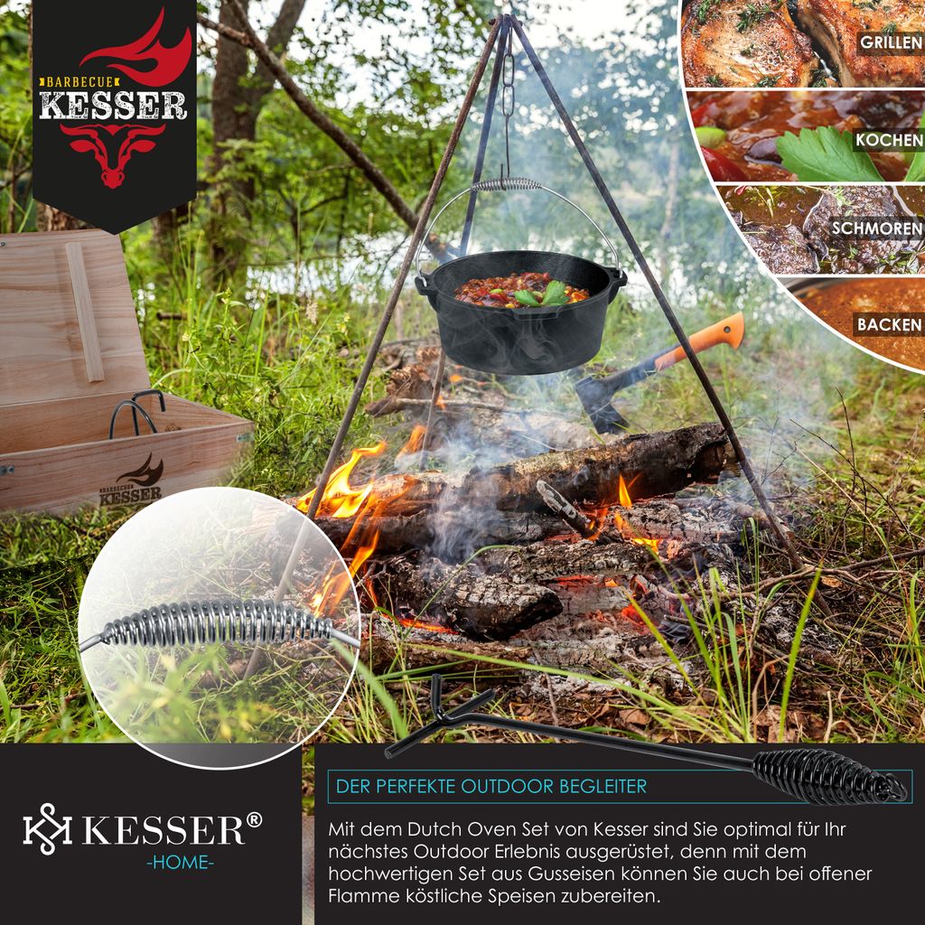 KESSER® Dutch Oven Set in Holzkiste mit Dutch Oven Mit viel Produktbild 5