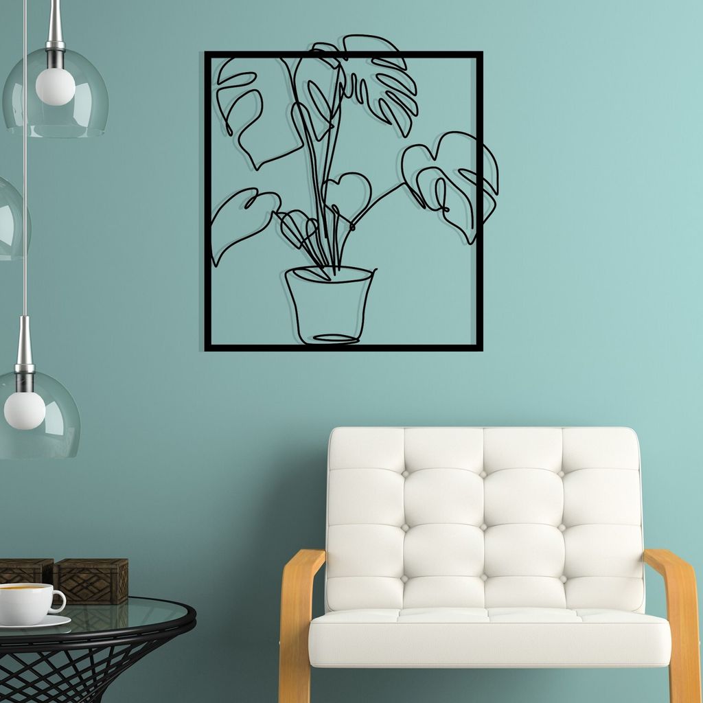 Wallity, Dekoratives Wandaccessoire aus Metall, Store, Schwarz, 100 % METALL, 49 x 53 cm