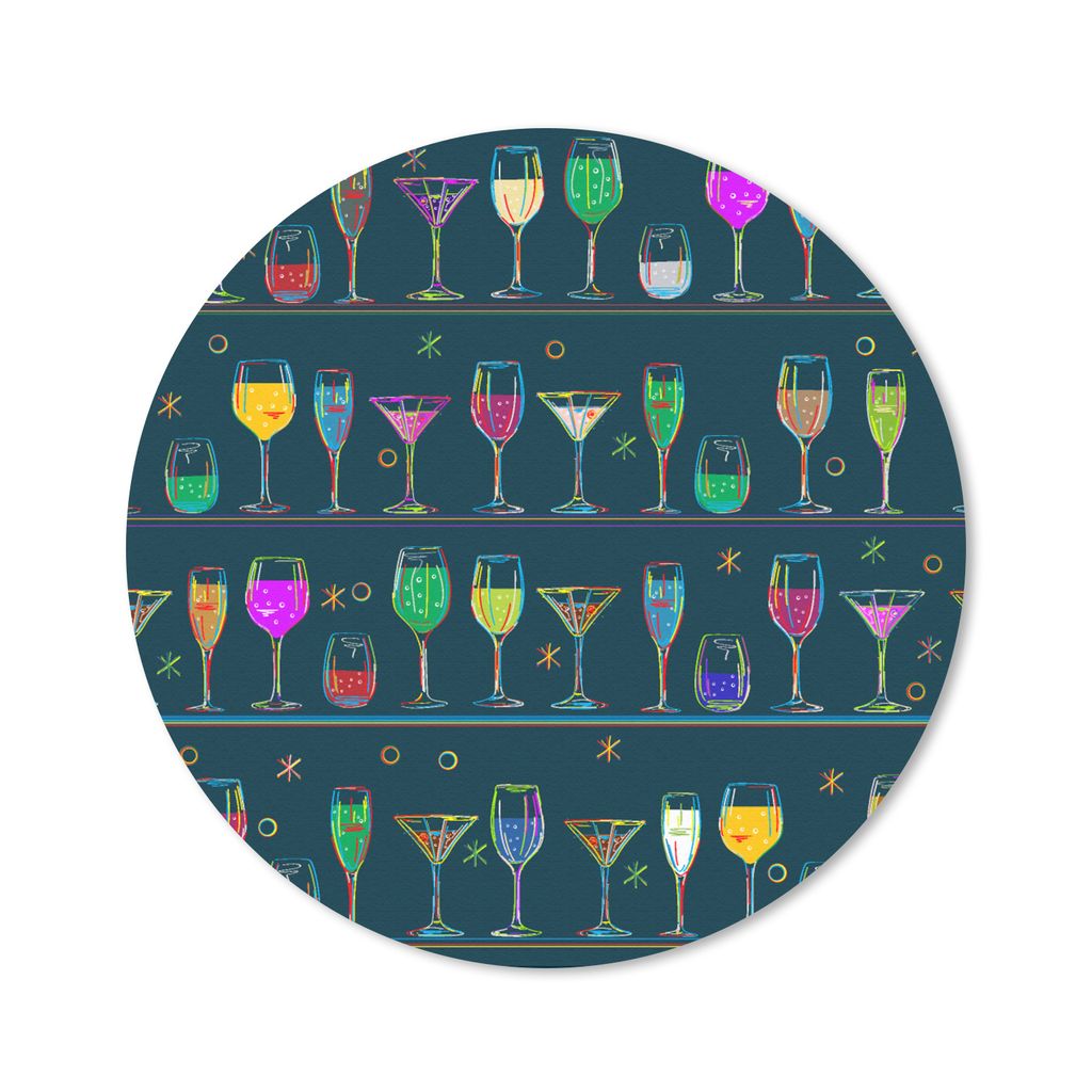 MuchoWow Mauspad Mousepad Cocktails - Bar - Neon - Design 50x50 cm - Mousepads - Maus Mat - Pad - Mausunterlage - Vinyl