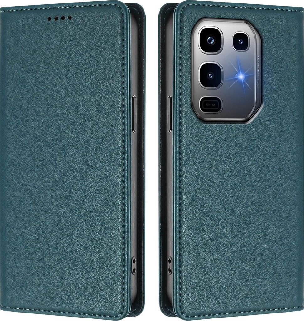 Handyhülle für Infinix Note 50 Pro+ 5G, Kunstleder Klapphülle Stoßfeste Magnetische Hülle mit Ständer Grün