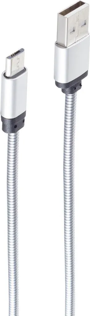 Cordon Micro-USB de 1 mètre Argent pour Rechargement et Synchronisation USB