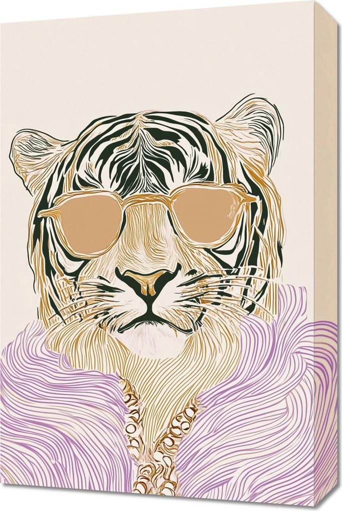 Bild 40x60cm Tierporträt | Tiger mit Brille | Pop Art
