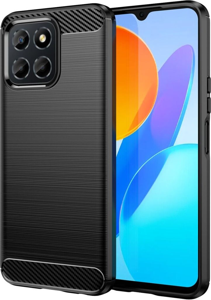 Carbon Case Hülle kompatibel mit Honor 200 Lite flexible Silikon Carbon Hülle schwarz