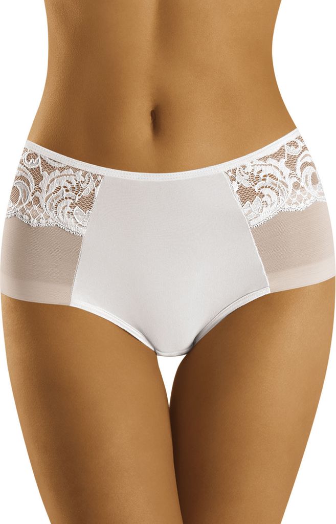 Wolbar Dame Slip Unterhose Spitze Tülll Netz Unterwäsche WB431, weiß, XXL