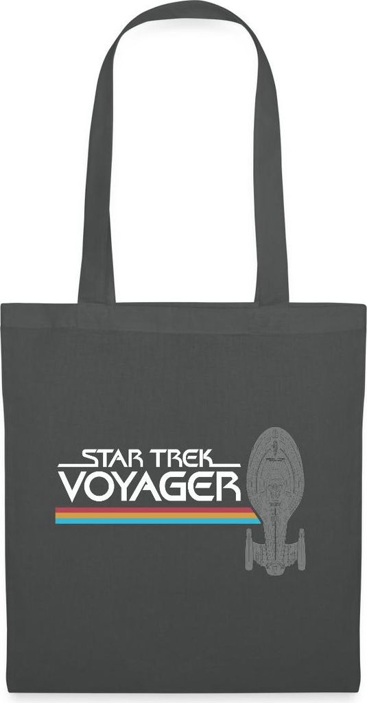 Spreadshirt Star Trek Voyager Regenbogen Logo Stoffbeutel, One size, Graphite