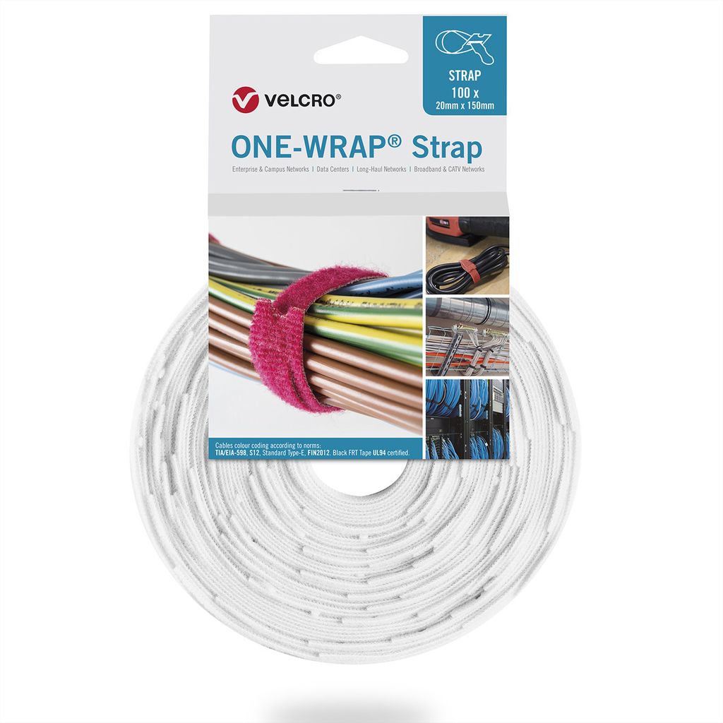 VELCRO One Wrap Strap 13mm x 200mm, 100 Stück, weiß