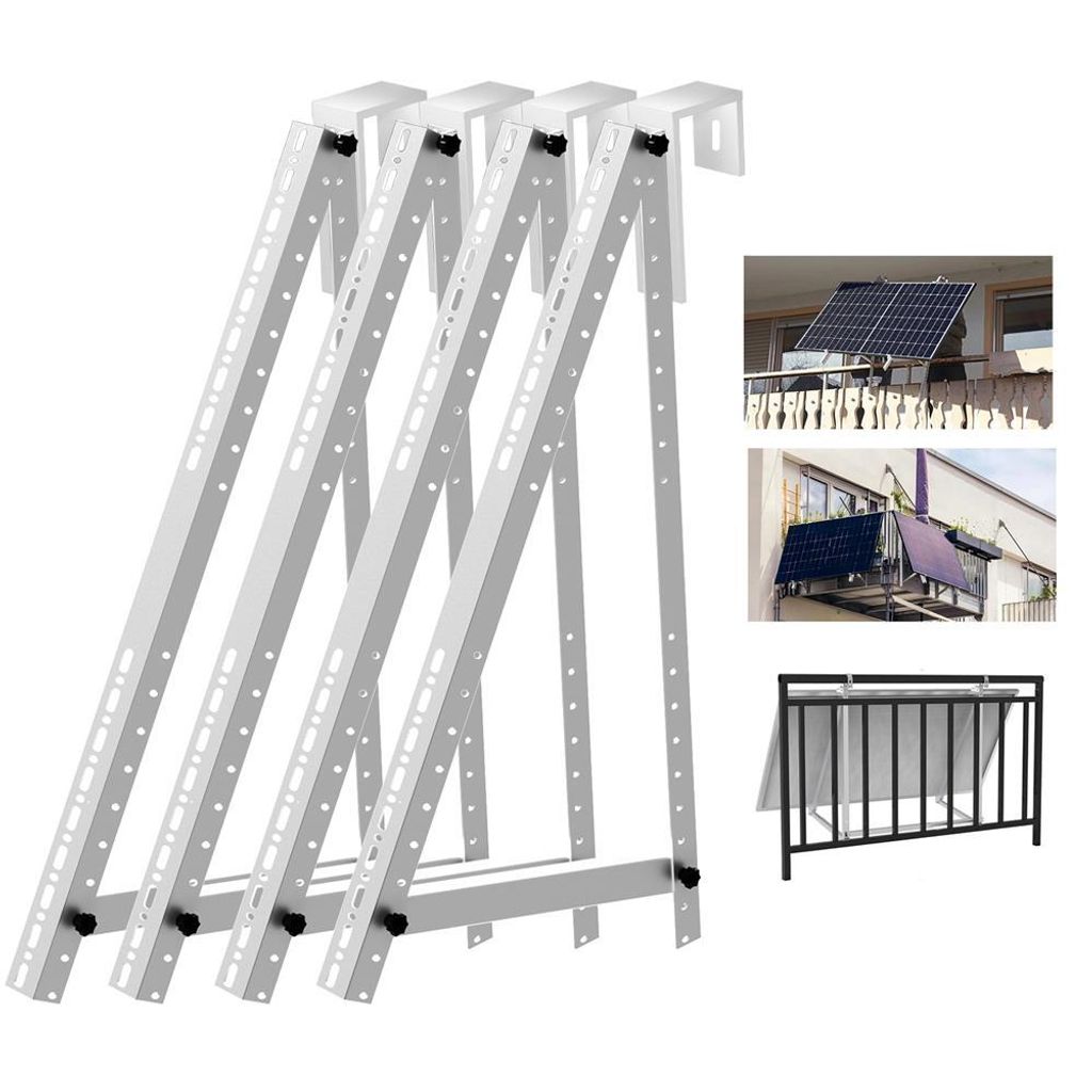 Balkonkraftwerk Halterung Geländer Solarhalterung 118cm für 2 Solarmodul Balkon Aufständerung PV Modul Halterung verstellbar Winkel 0-90 Grad