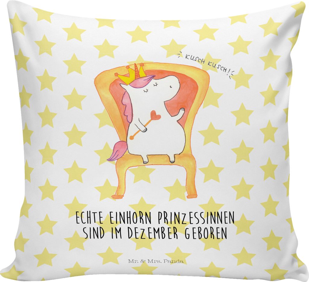 Mr. & Mrs. Panda kissen für sofa Einhorn Prinzessin - Weiß - Geschenk, Unicorn, Geburtstagsgeschenk, mikrofaser kopfkissen, Sofakissen, Kuschelki...