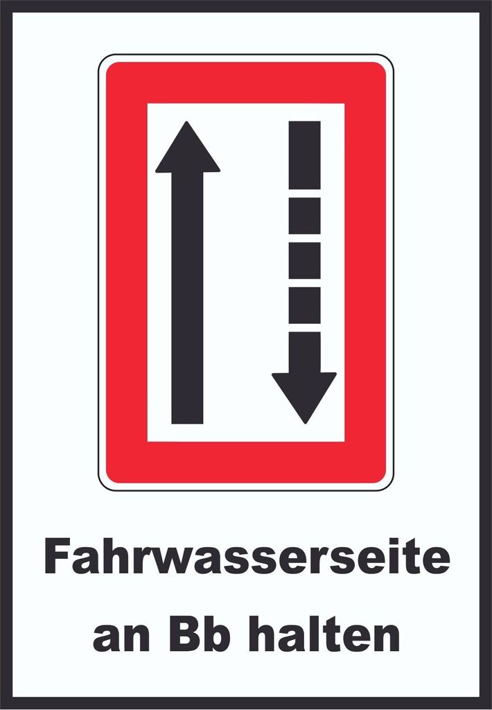 Fahrwasserseite an Backbord halten Symbol und Text A6 (105x148mm)