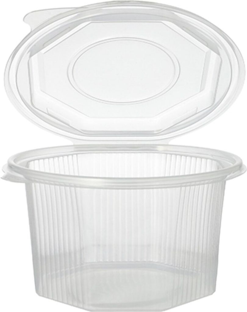Verpackungsbecher mit Klappdeckeln, PP 8-eckig 1 l 8,3 cm x Produktbild 